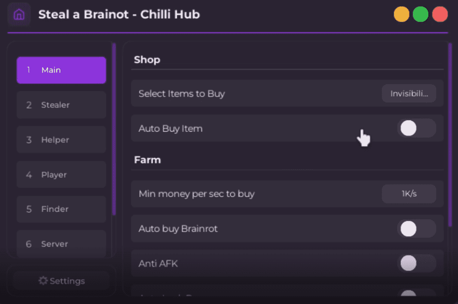 Steal A Brainrot ChilliHub Script | Auto Steal Nearest Brainrot, Aimbot ...